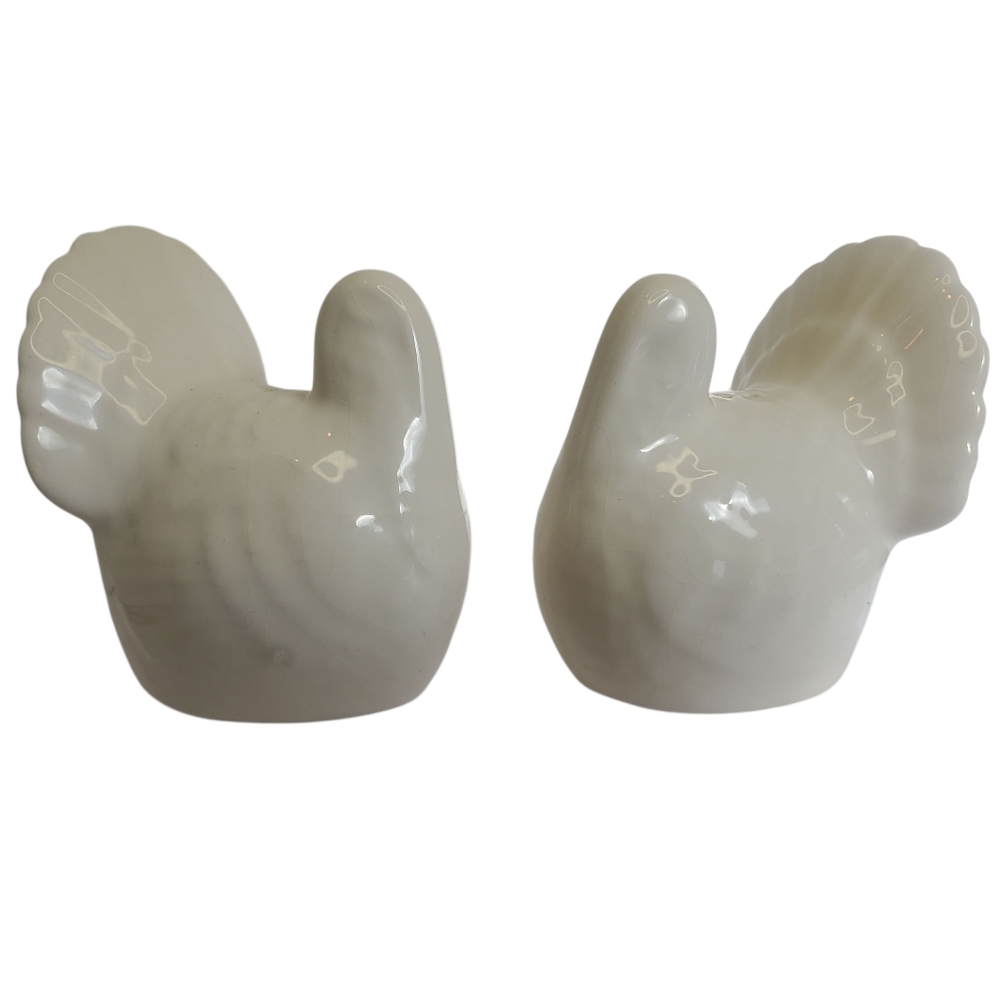 Vtg White Ceramic Turkey Salt and Pepper Shakers Fall Thanksgiving Decor READ - Picture 7 of 9